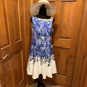 Danny and Nicole Dress, Size 12, White & Blue